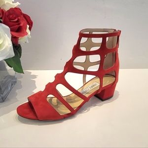 JIMMY CHOO Red Suede Ren 35 Sandals
